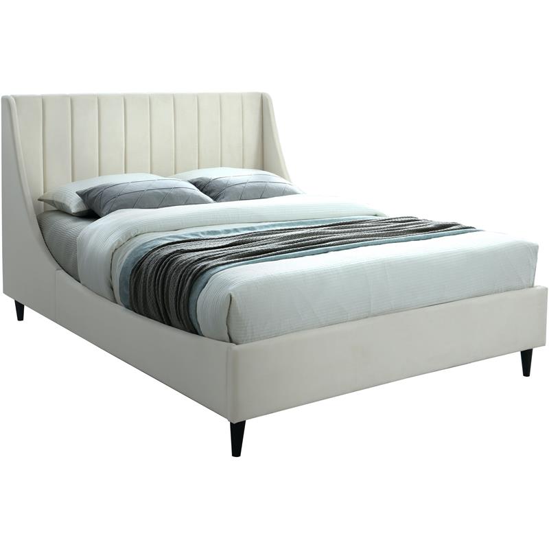 Meridian Furniture Eva Cream Velvet Upholstered King Bed