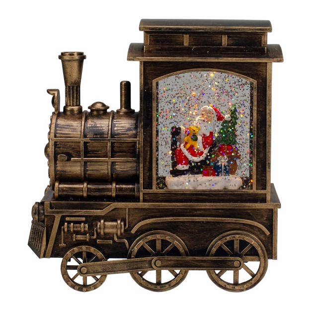 Lighted Black Train Christmas Snow Globe With Santa