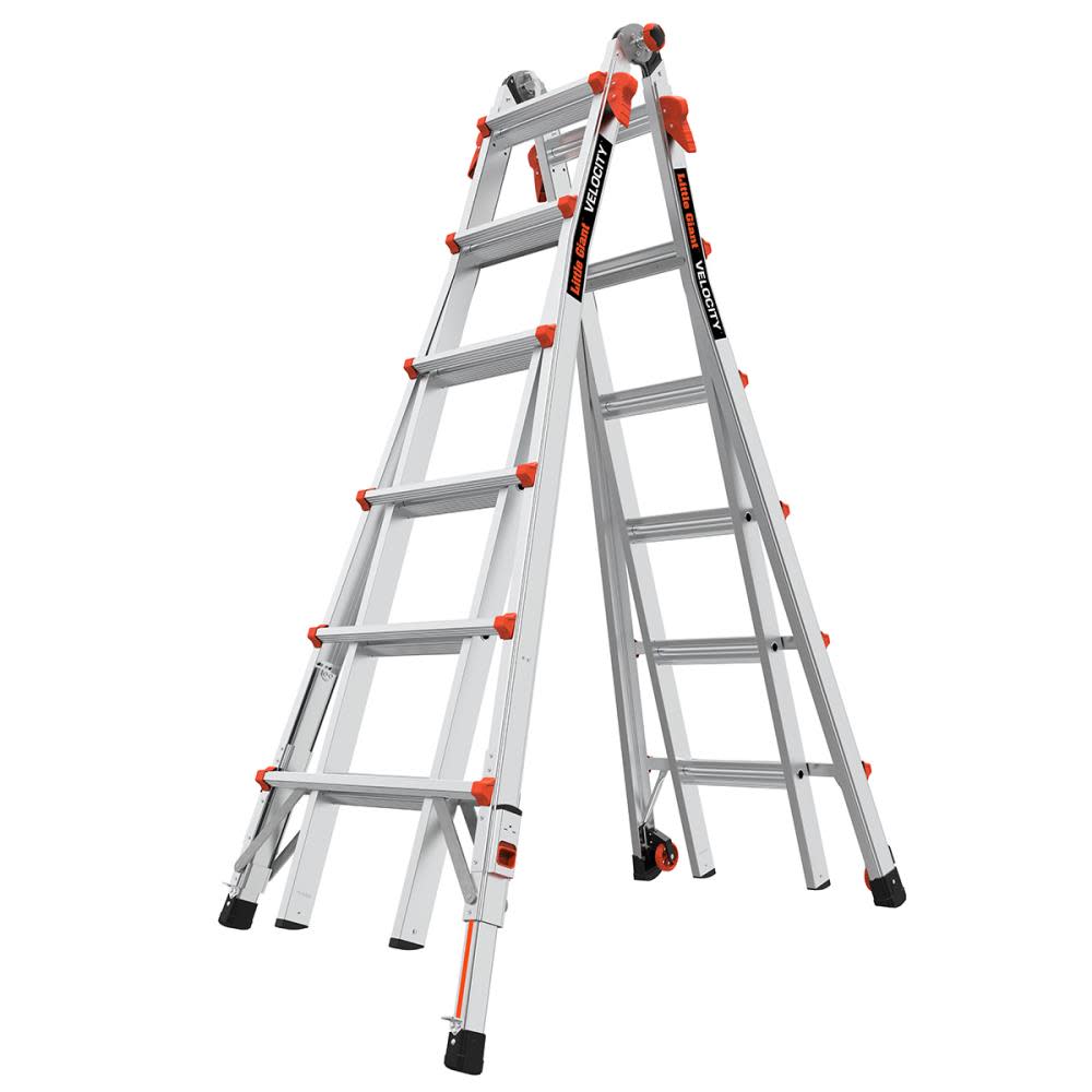 Velocity, Model 26 - ANSI Type IA - 300 lb Rated, Aluminum Articulated Extendable Ladder with Ratchet Levelers