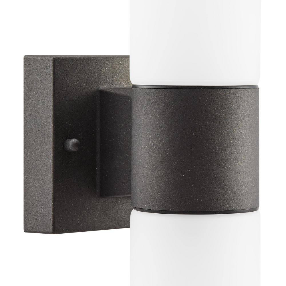 Hampton Bay Hartford Millennium Black Outdoor Hardwired Cylinder LED Smart Wall Light Powered by Hubspace KIF1602LX-01BK