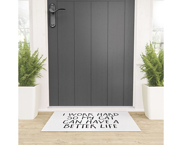 Envyart Cat Better Life Looped Vinyl Welcome Mat Society6