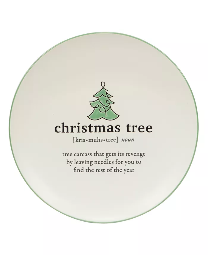 Certified International Christmas Fun Green Sayings 8.5 Dessert Plates Set of 6