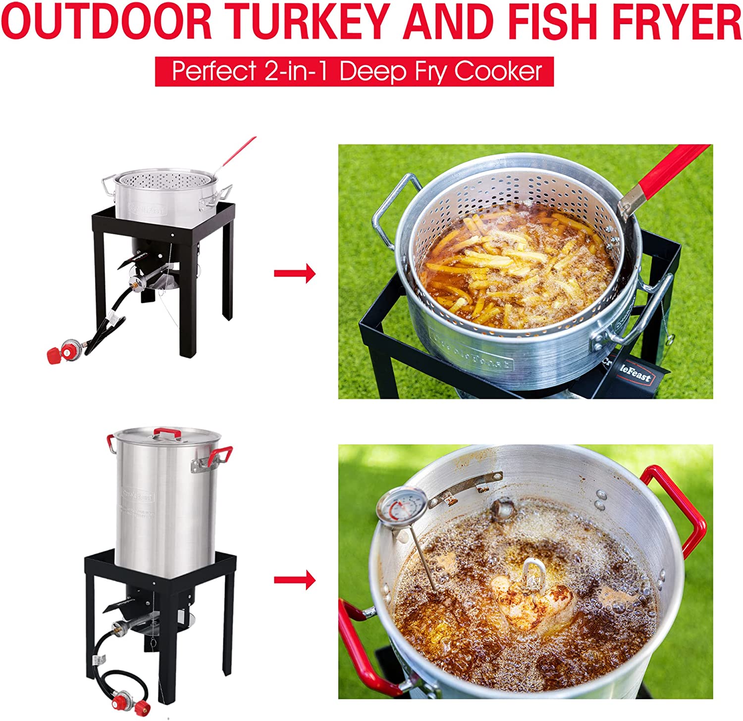 CreoleFeast TFS3010 Propane 30 Qt. Turkey and 10 Qt. Fish Fryer Boiler Steamer Set