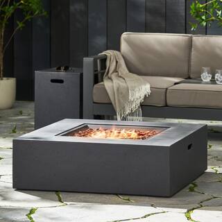 Noble House Aidan 40 in. x 12.5 in. Square Outdoor Gas Fire Pit Table with Tank Holder 11223