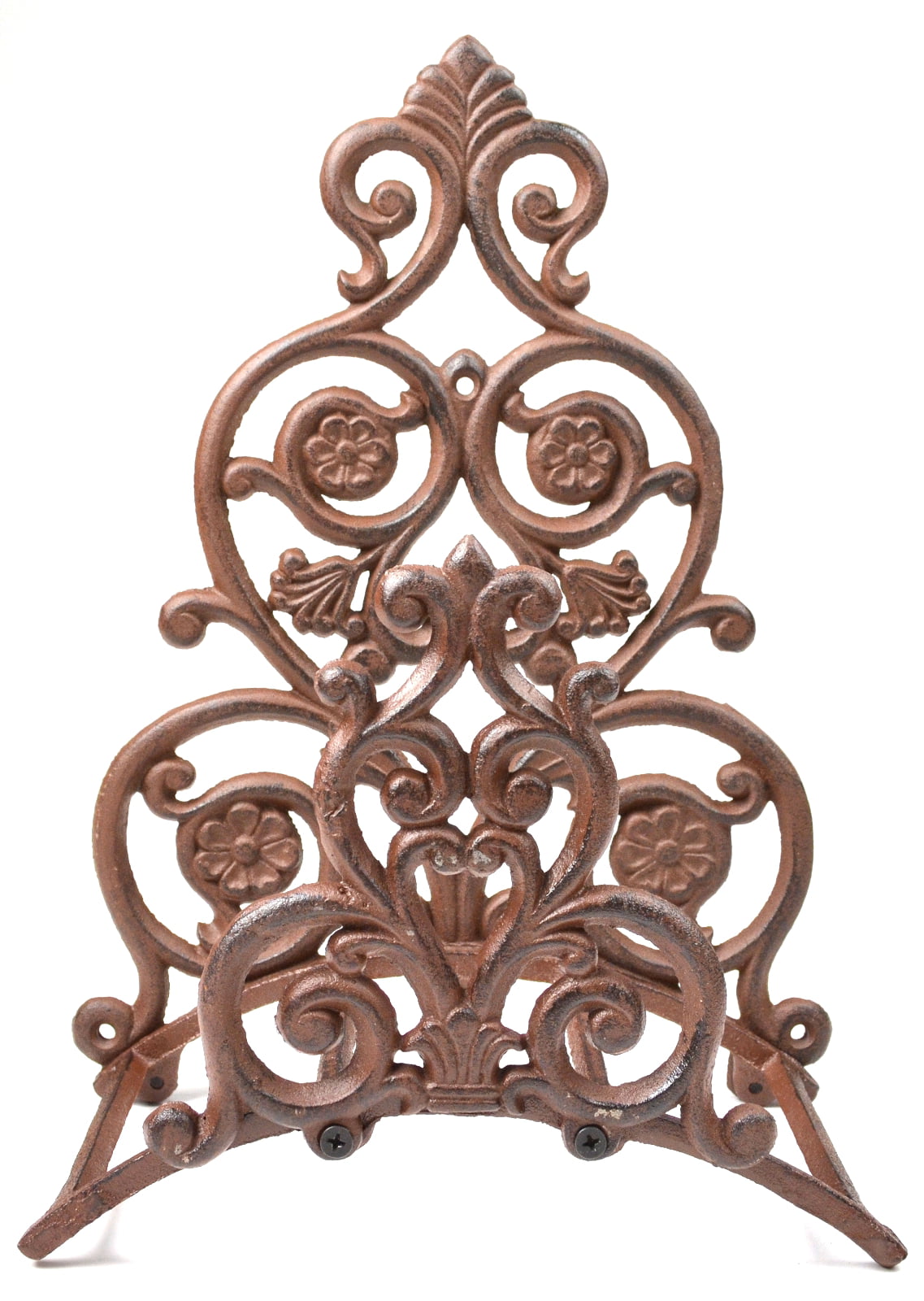 Cast Iron Garden Hose Holder - Floral and Spade Pattern - 13.25