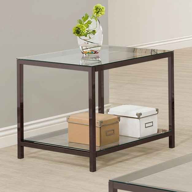 Trini End Table With Glass Top And Shelf Black Nickel Coaster