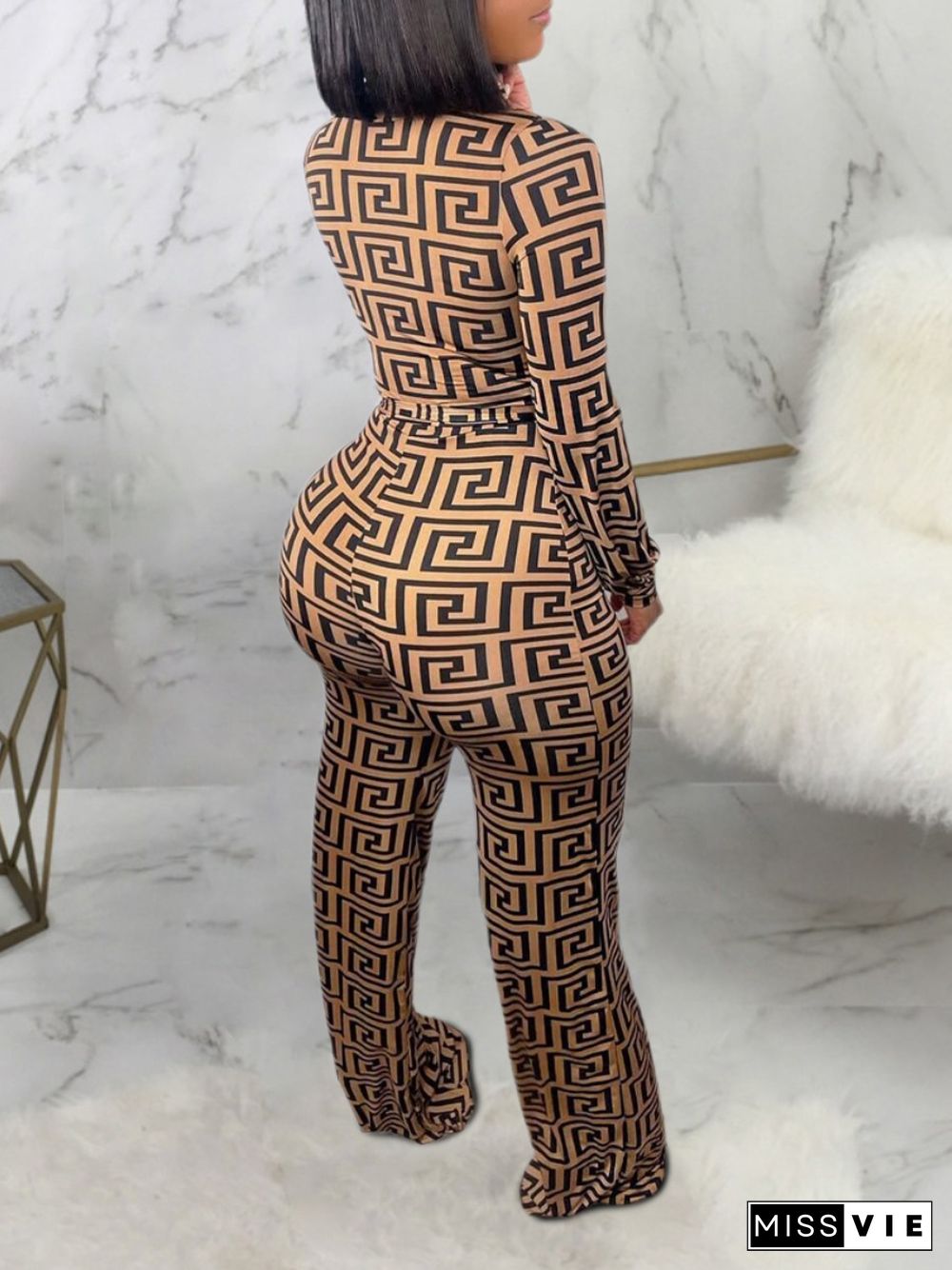 Sexy V-neck Zip-tie Wide-leg Plus Size Jumpsuit