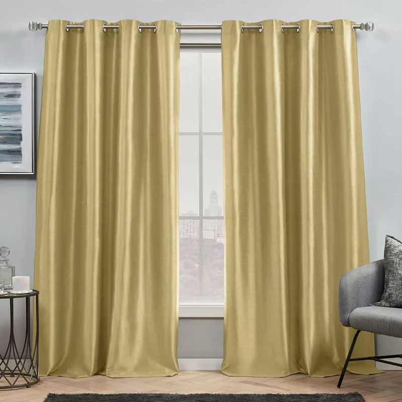 Exclusive Home 2-pack Chatra Faux Silk Grommet Top Window Curtains