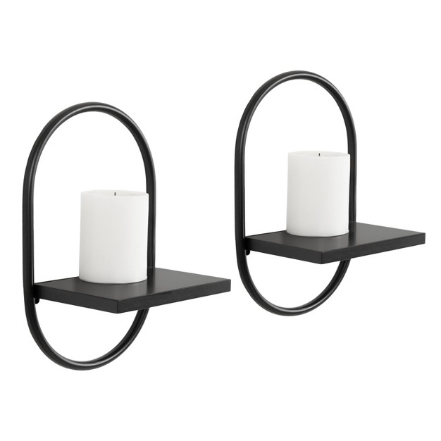 Set Of 2 Olav Wall Shelf Set Black Kate amp Laurel All Things Decor