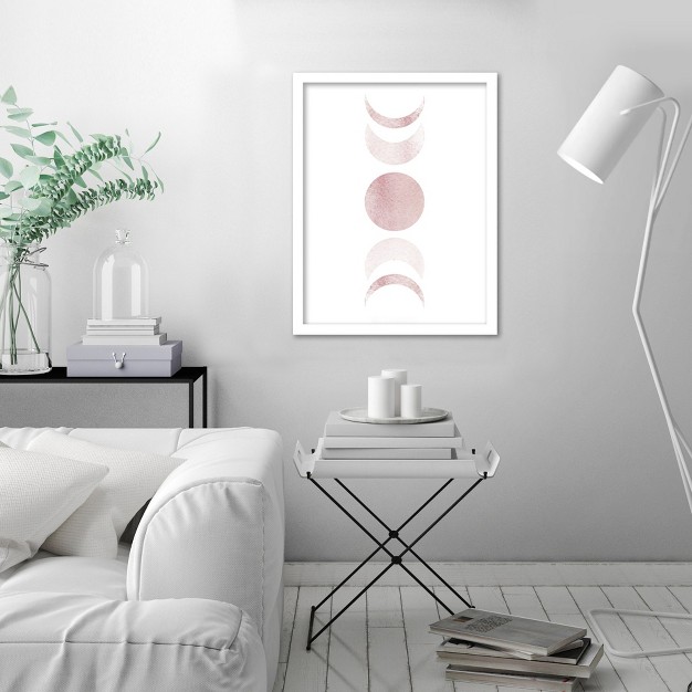 Americanflat Minimalist Educational Moon Phases In Pink By Tanya Shumkina Framed Print Wall Art