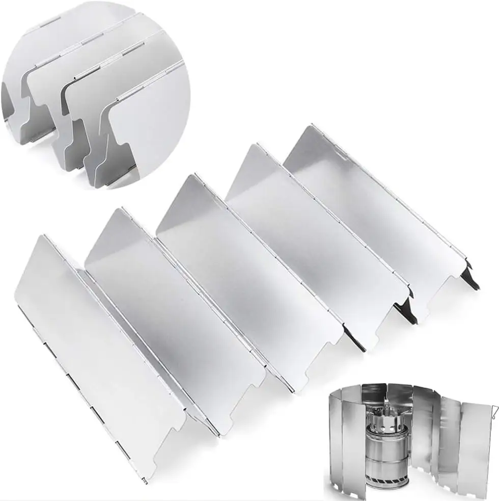 Outdoor camping burner stove 10 pieces aluminum alloy foldable windshield