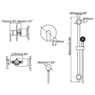 Tomfaucet 3-Spray Multi-Function Handheld Shower with Slidebar in Brushed Gold TFJ0013BG