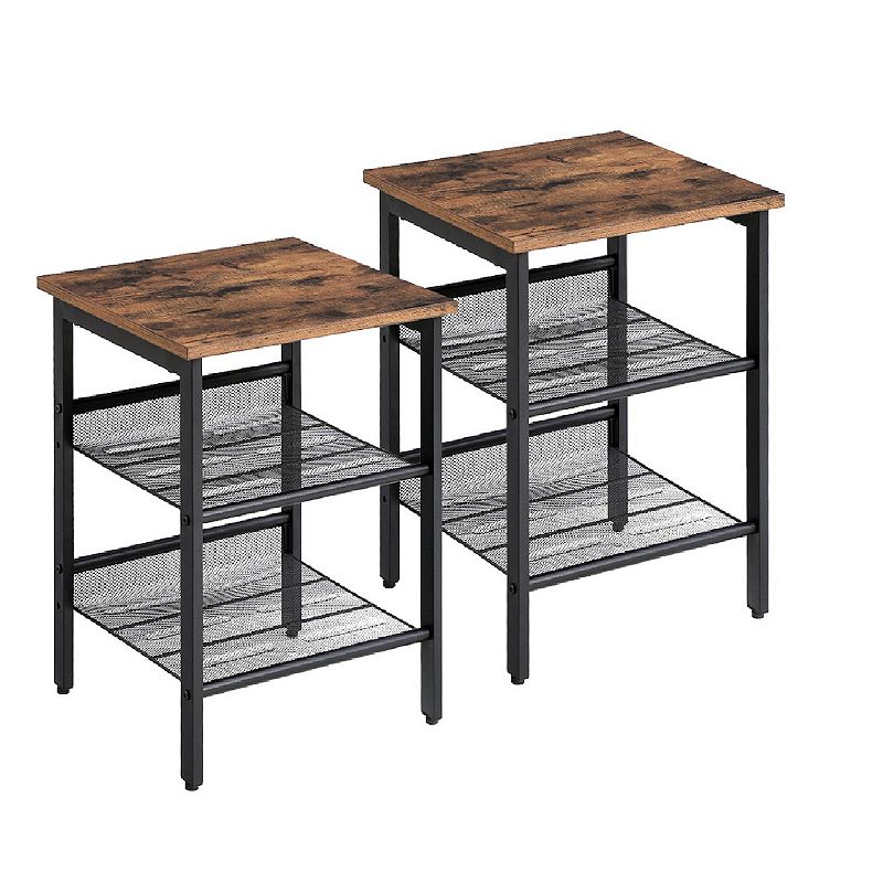 Industrial Mesh Shelves Side Table Set Of 2