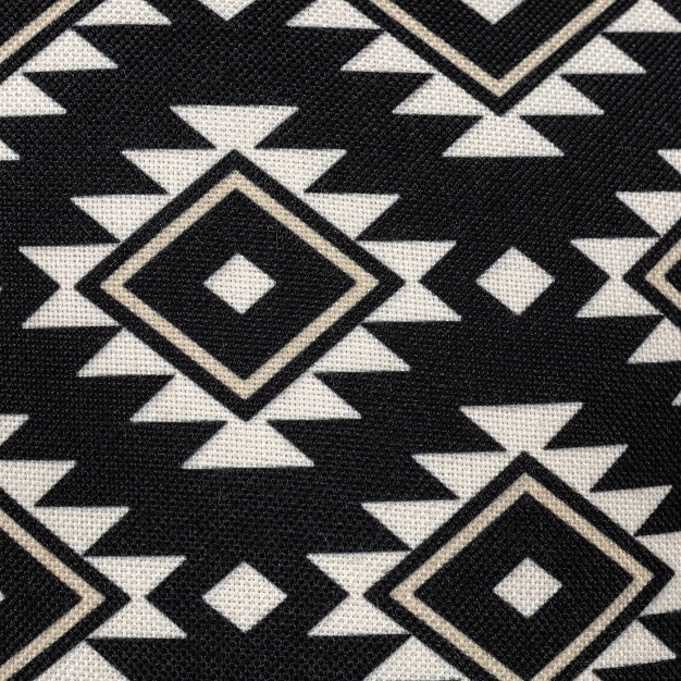 18x18 Inch Hand Woven Southwest Geo Outdoor Pillow Black Polyester With Polyester Fill By Foreside Home amp Garden