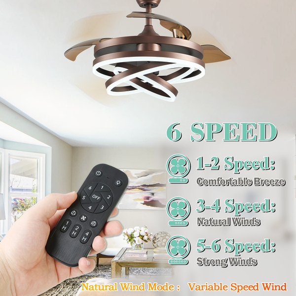 Oaks Aura 42in. LED DIY Shape Retractable Modern Ceiling Fan With Lights， 6-Speed Latest DC Motor Remote Control Ceiling Fan Shopping - The Best Deals on Ceiling Fans | 40086411