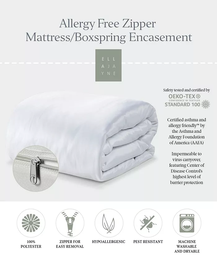 Ella Jayne Allergy Free Zipper Mattress or Box Spring Encasement， Fits Mattresses up to 12