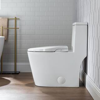 Casta Diva Elongated Bidet Toilet Combo Dual Flush 0.91.28 GPF in White with Non-Electric Bidet Seat CD-BT04