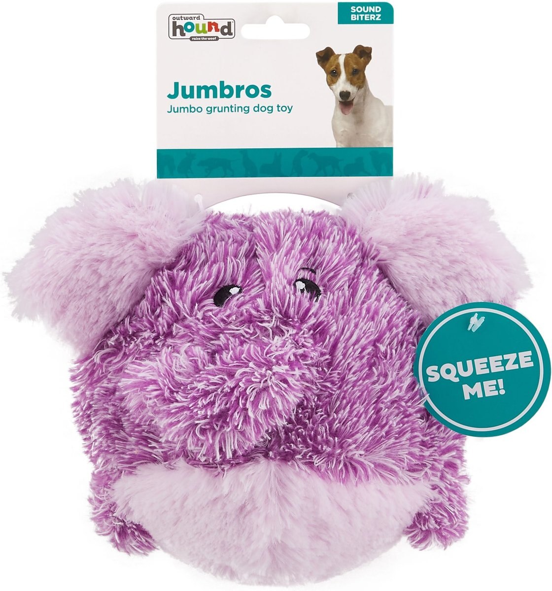 Outward Hound Jumbros Elephant Grunting Ball Dog Toy， Purple， Medium