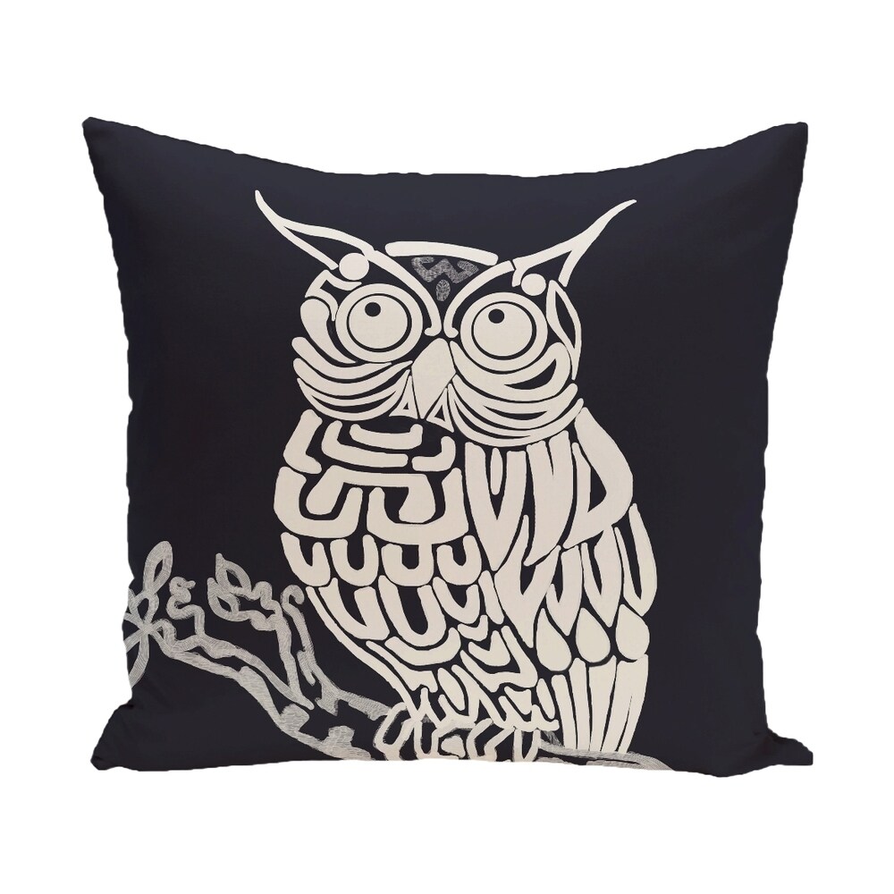 20 x 20 inch Blue  Grey Hootie Animal Print Pillow