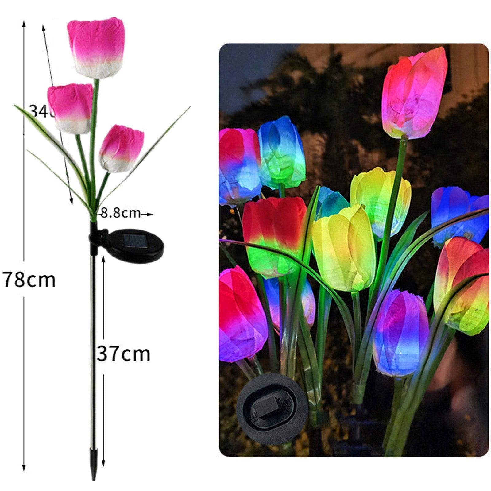 Solar Flower Ground Lamp LED Lawn Lamp Outdoor Rose Garden