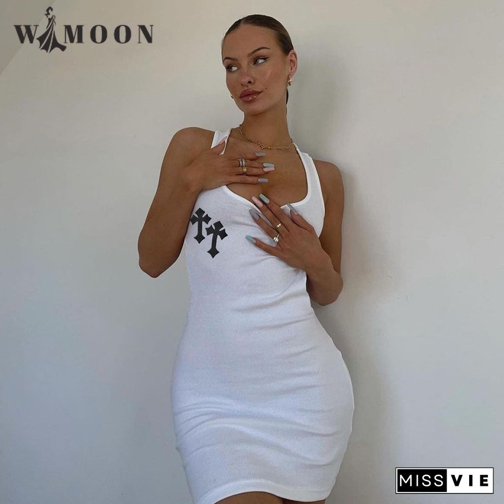 Cross Spliced Square Collar Sexy DressFor Women Spring Summer New TANK Mini Basic Casual Party Club Bodycon Dress Women