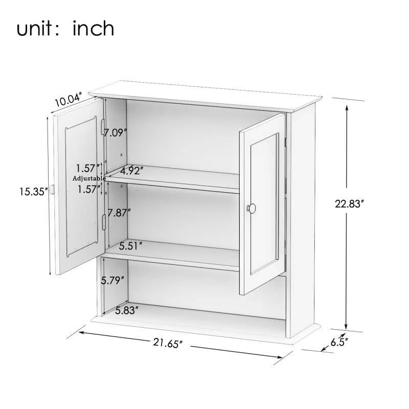 Ktaxon Bathroom Wall Cabinet Kitchen Medicine Cabinet Storage Cabinet with 2 Mirror Doors and Shelves, White Finish