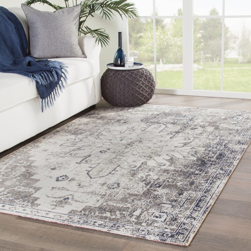 The Gray Barn Whitfield Grey and Ivory Medallion Runner Rug