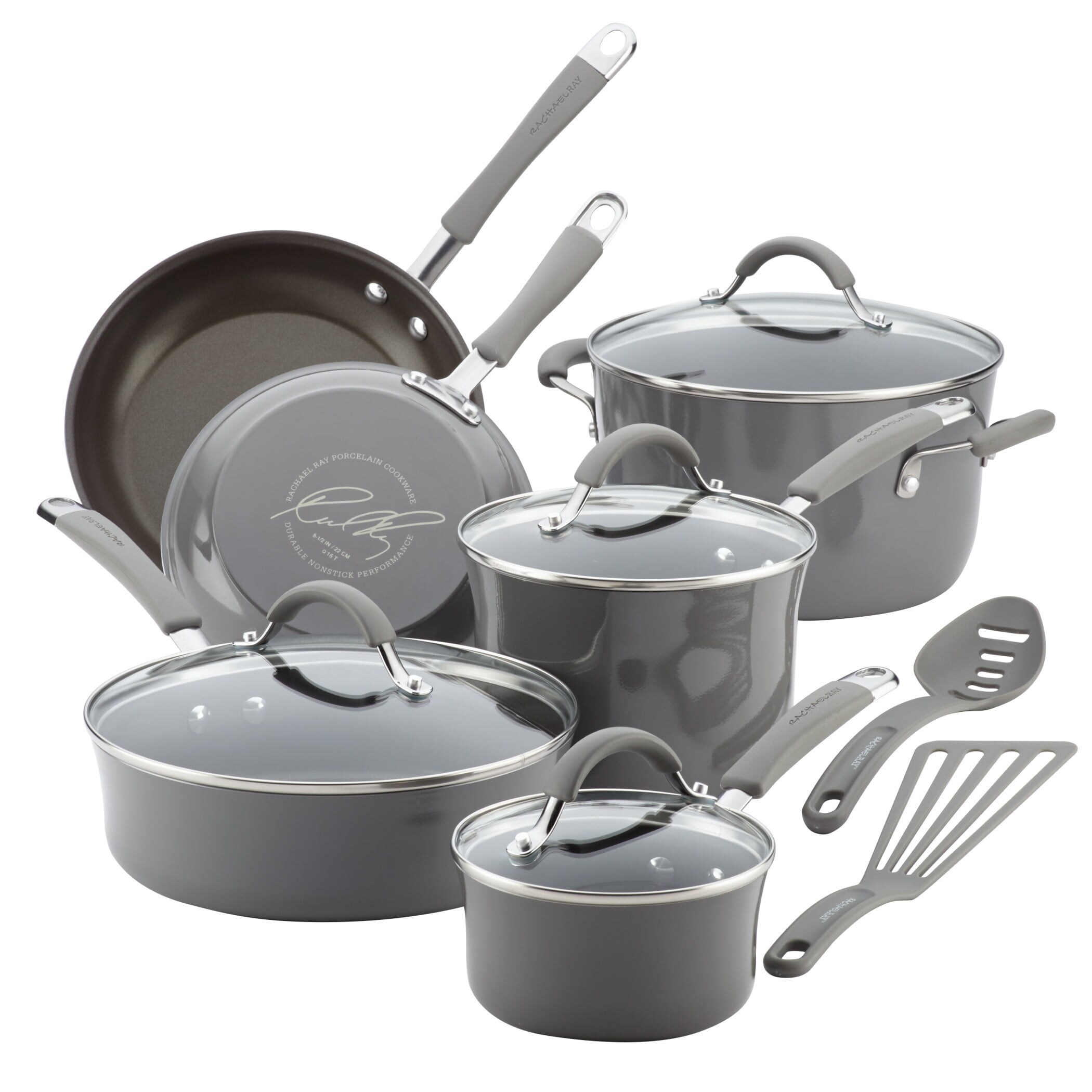 12-Pieces Cucina Nonstick Pots and Pans Set/Cookware Set， Sea Salt Grey