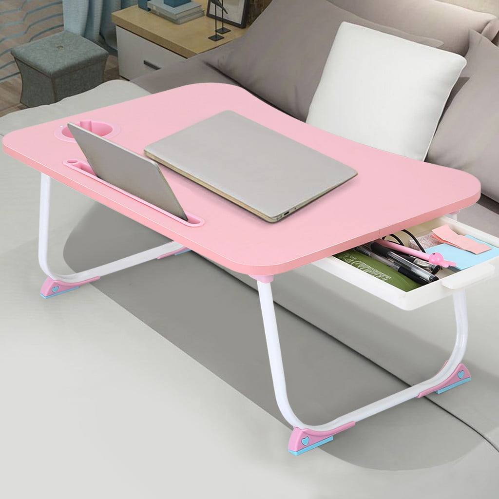 GesOes Laptop Bed Tray Table, Foldable Portable Lap Standing Desk for Sofa, Bed, Terrace, Balcony, Garden