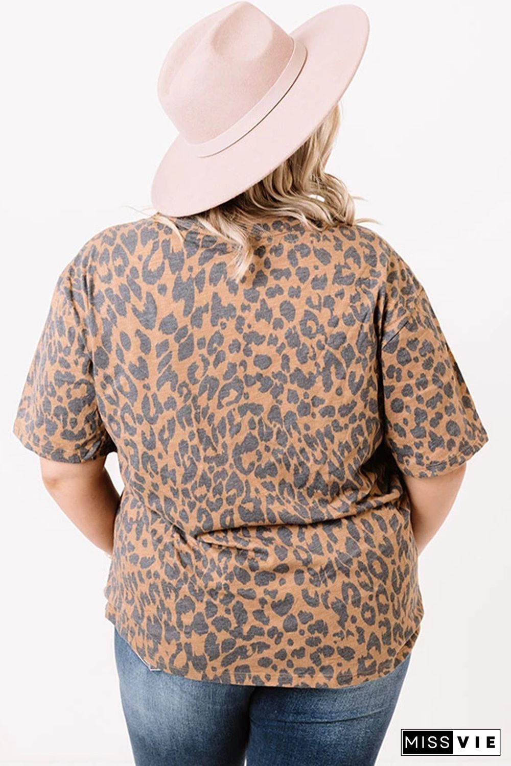 Brown Leopard Print Shift Plus Size Top