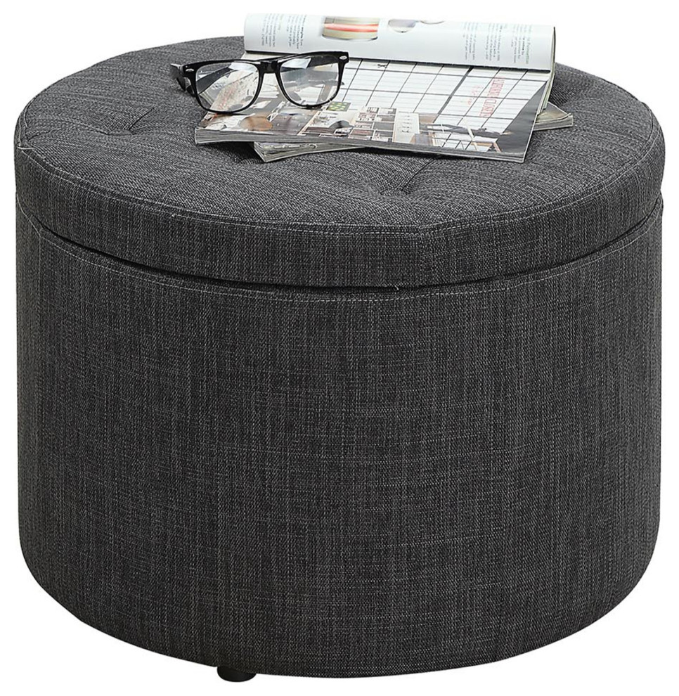 Designs4Comfort Round Shoe Storage Ottoman   Transitional   Footstools And Ottomans   by Homesquare  Houzz