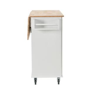 Nestfair White Kitchen Island with Racks and Drawers LWF287035W