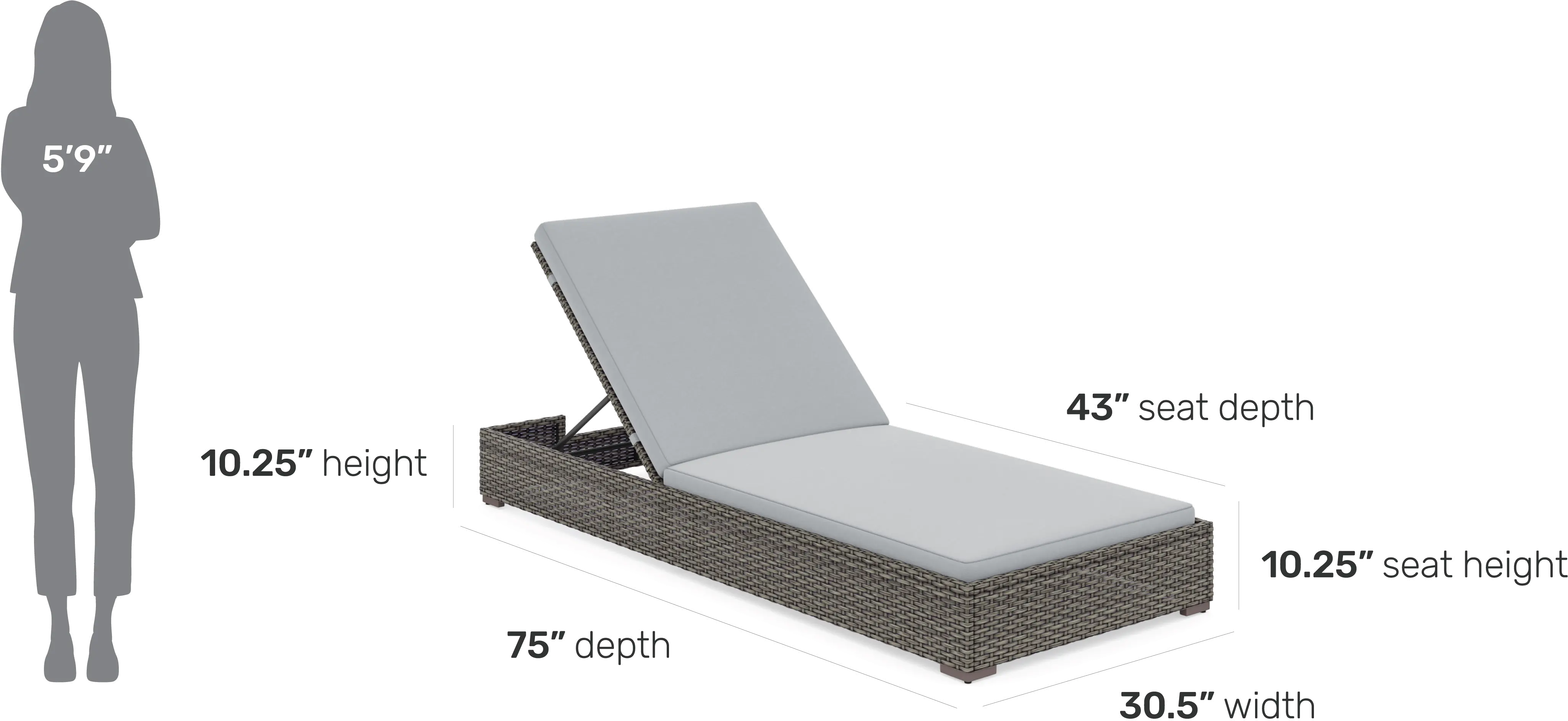 Boca Raton Gray Outdoor Chaise Lounge