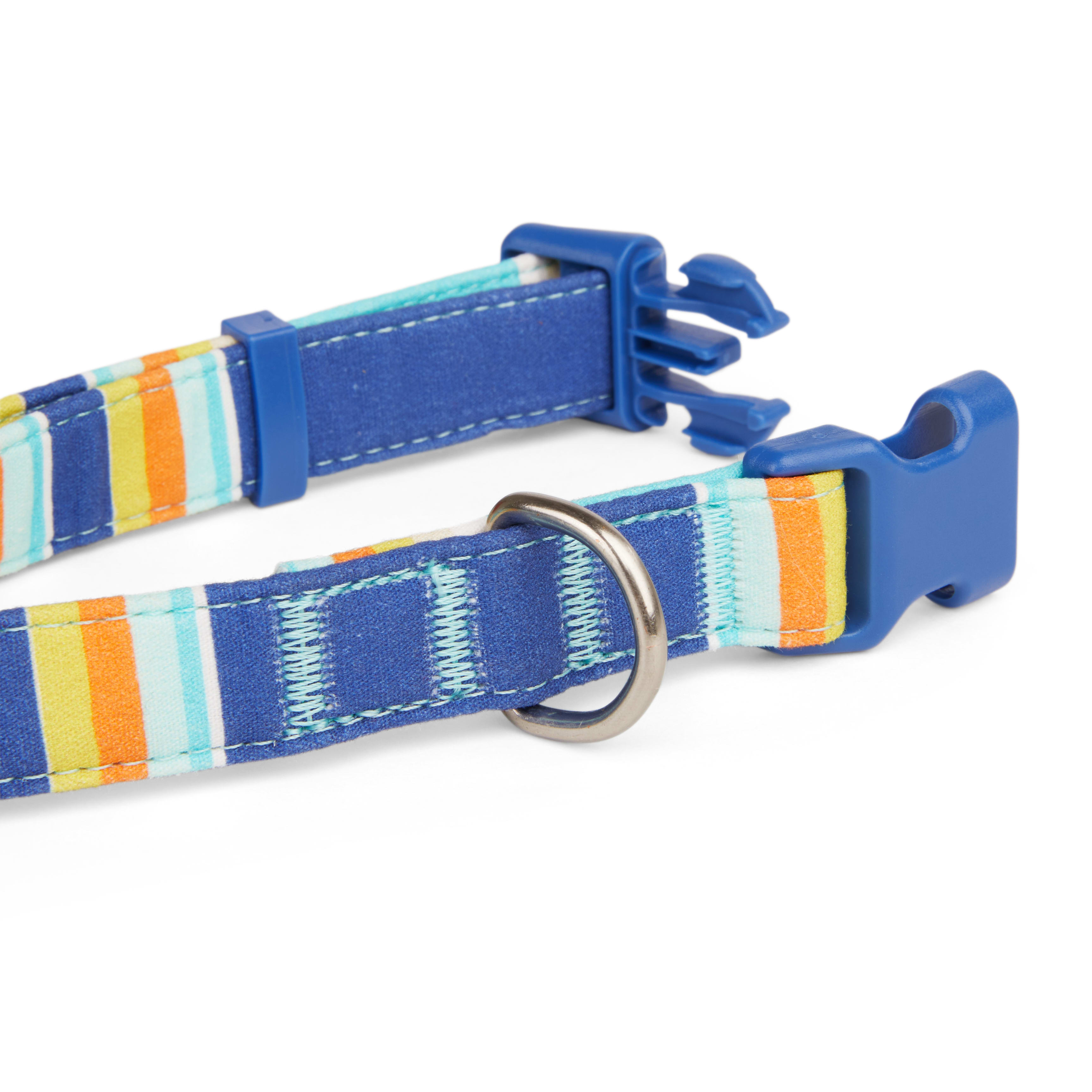 YOULY Blue/Orange Stripe Dog Collar， Small