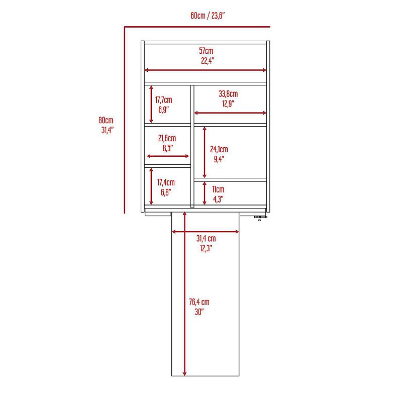 Dalton Foldable Table， One Shelf With Seven Divisions