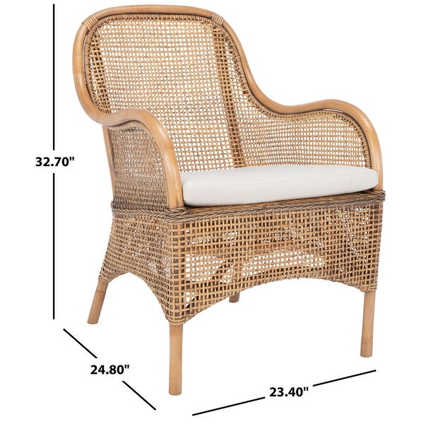 SAFAVIEH Charlie Coastal Rattan Accent Chair with Cushion - 23.4