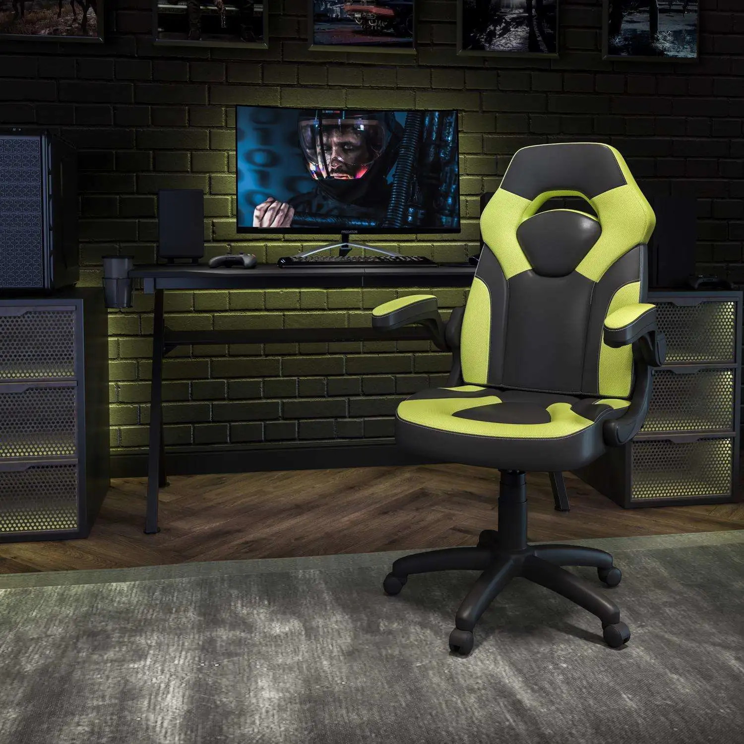 X10 Green Leather/Mesh Office Chair