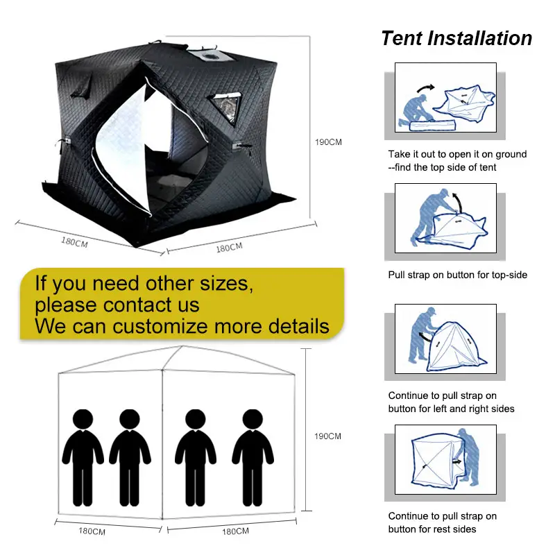 Outdoor sauna tent room portable Square hiking insulated camping ice cube winter fishing tent winter hot tent