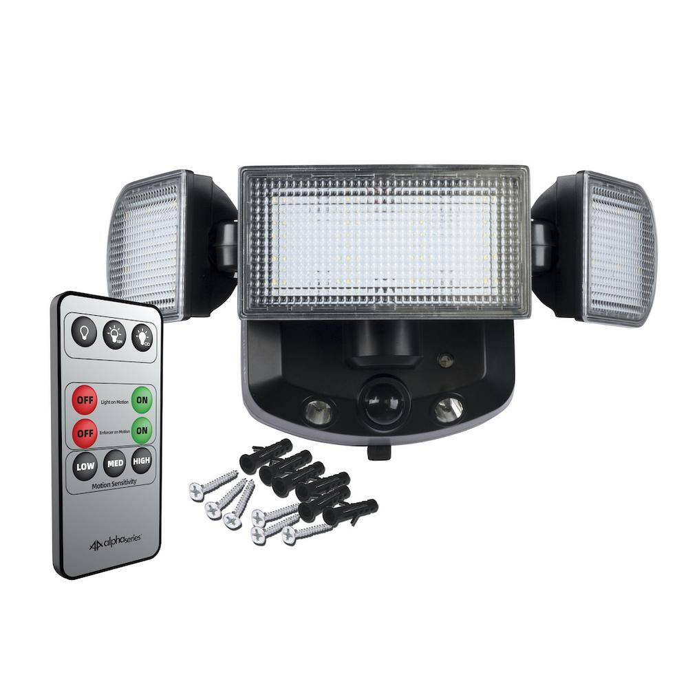 Swann Alpha Series 1200 Lumens 180-Degree Motion Activated Flood Light with Adjustable Heads and Enforcer Lights Plus Remote ALPHB12003HRB