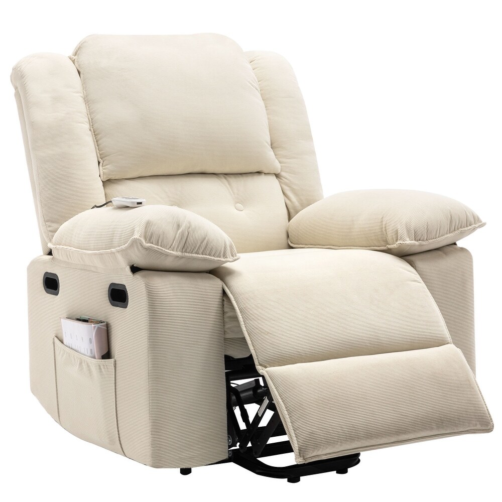 Linen Massage Recliner Sofa Power Lift Chair Smart Beige Rocking Chair