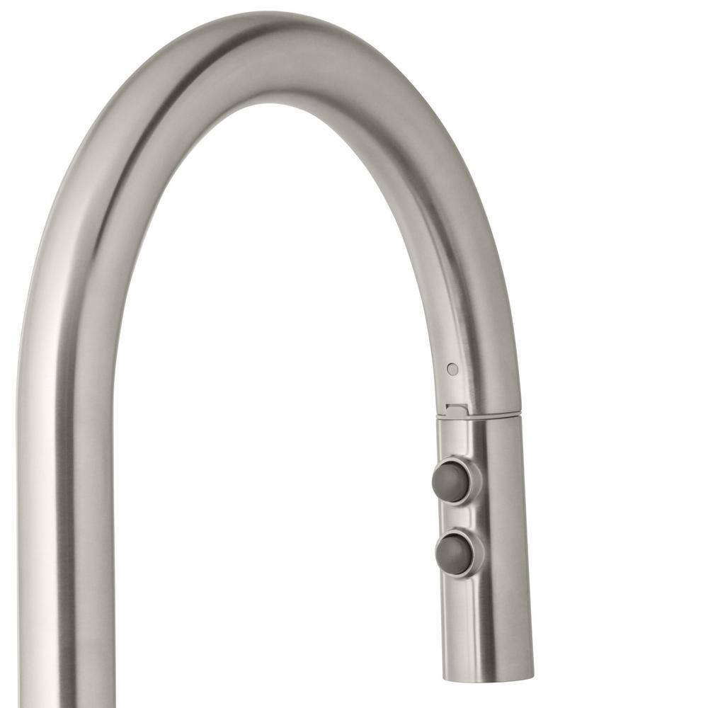 Glacier Bay Upson Touchless Single-Handle Pull-Down Sprayer Kitchen Faucet With Soap Dispenser in Stainless Steel HD67857-0008D2