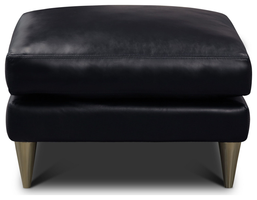 Skyline 100% Top Grain Leather Modern Americana Ottoman   Midcentury   Footstools And Ottomans   by Hello Sofa Home  Houzz