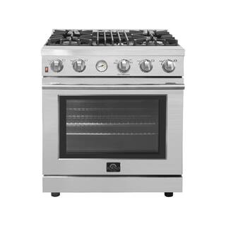 Forno ALTA QUALITA 30 in. 4.62 cu. ft. 4 Burner Freestanding Pro-Style Gas Range in Stainless Steel FFSGS6228-30S