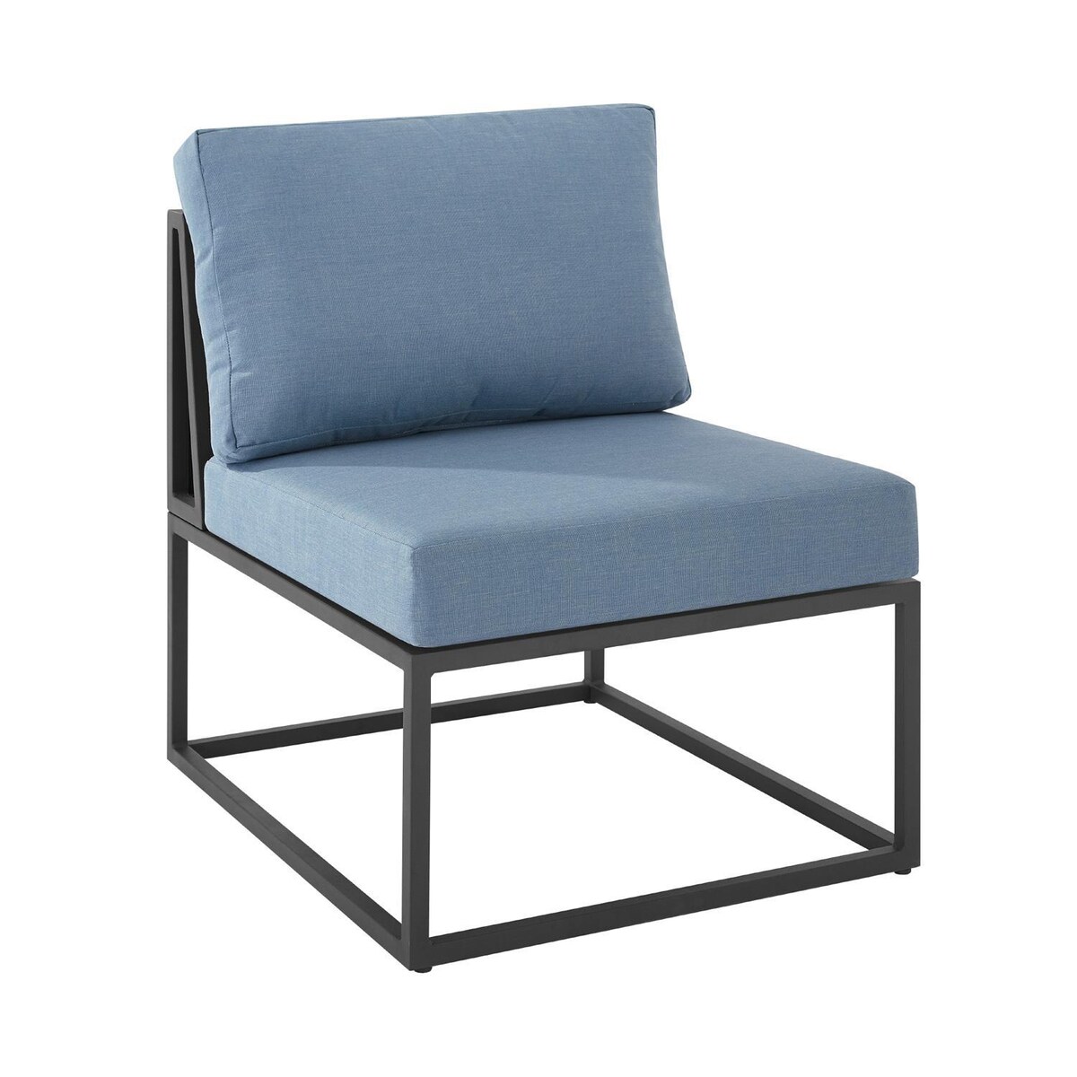 Ultimate Patio Chesterview Steel Patio Armless Sectional Club Chair W/ Blue Cushions