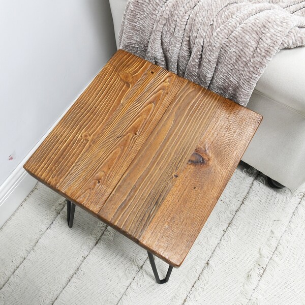 Greenage Wood End Table with Iron Legs