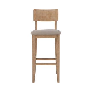 Linon Home Decor Rodman Greywash Barstool with Padded Grey Linen Cotton Seat 017102GWSH01U