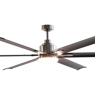 Parrot Uncle 72 in. Modern Integrated LED Brushed Chrome Ceiling Fan with Light and Remote Control BBCPD1719-I