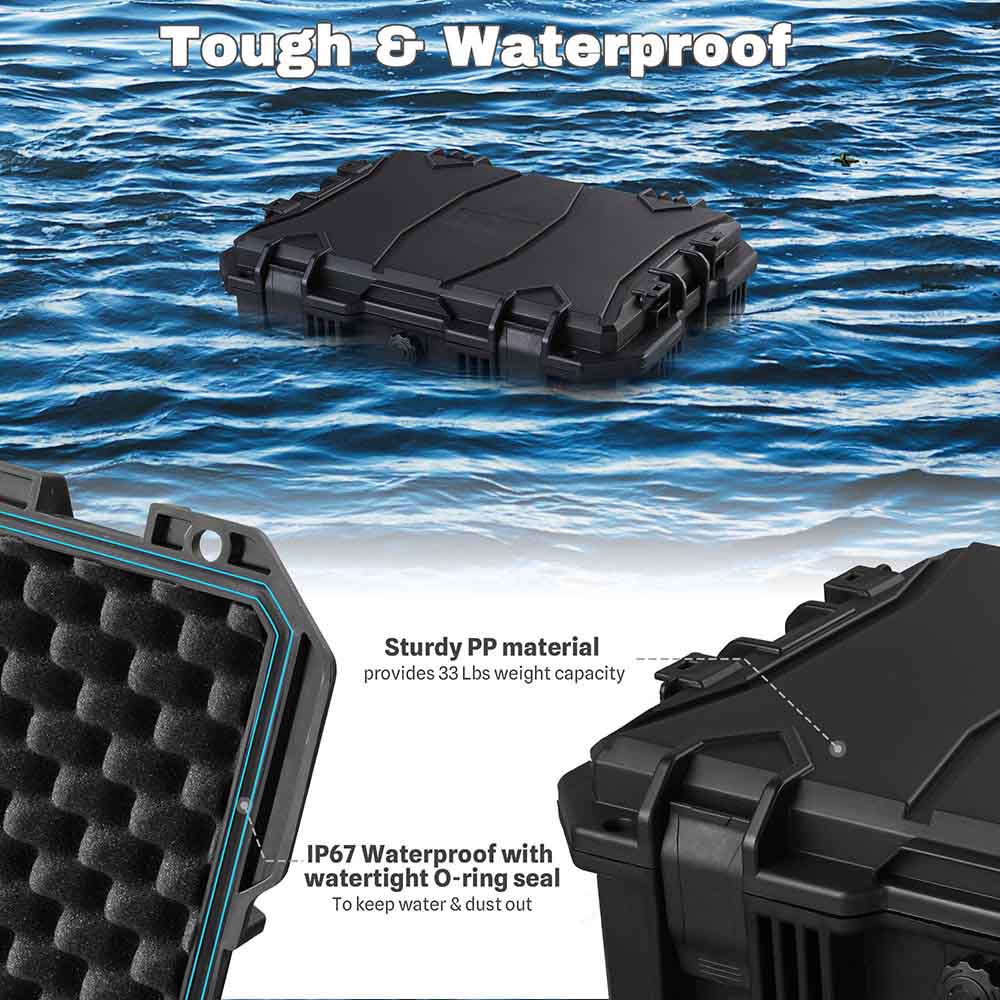 Yescom Waterproof DSLR Camera Case with Wheels Backpack & Foam