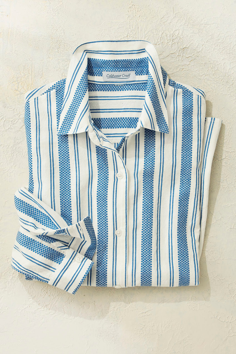 Textured Symmetry Cotton Shirt - Coldwater Creek
