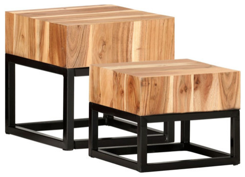 vidaXL Side Tables 2 Pcs Coffee Table End Table Furniture Solid Acacia Wood   Coffee And Accent Tables   by VirVentures  Houzz